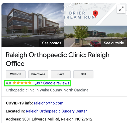 Raleigh Orthopaedic Clinic Google My Business