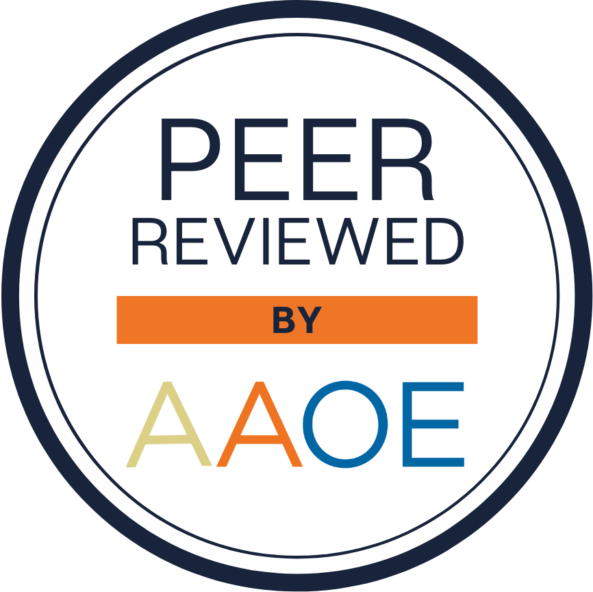 Peer Reviewed by AAOE logo. rater8 earned the AAOE Peer Reviewed designation in 2022.